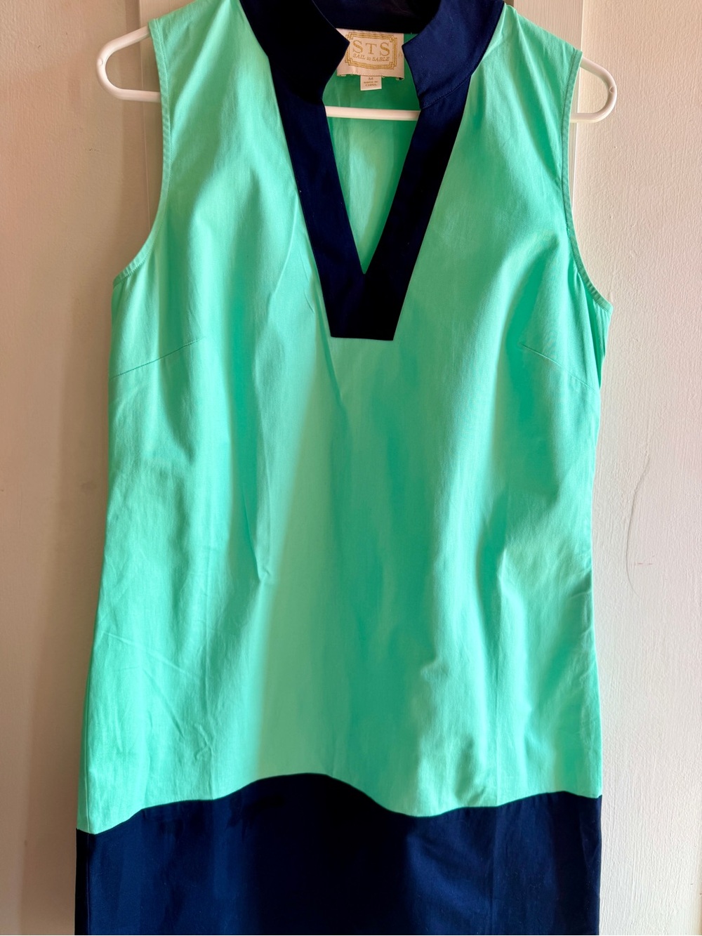 Sail to Sable Green Blue Sleeveless shift  Dress side zipper size M